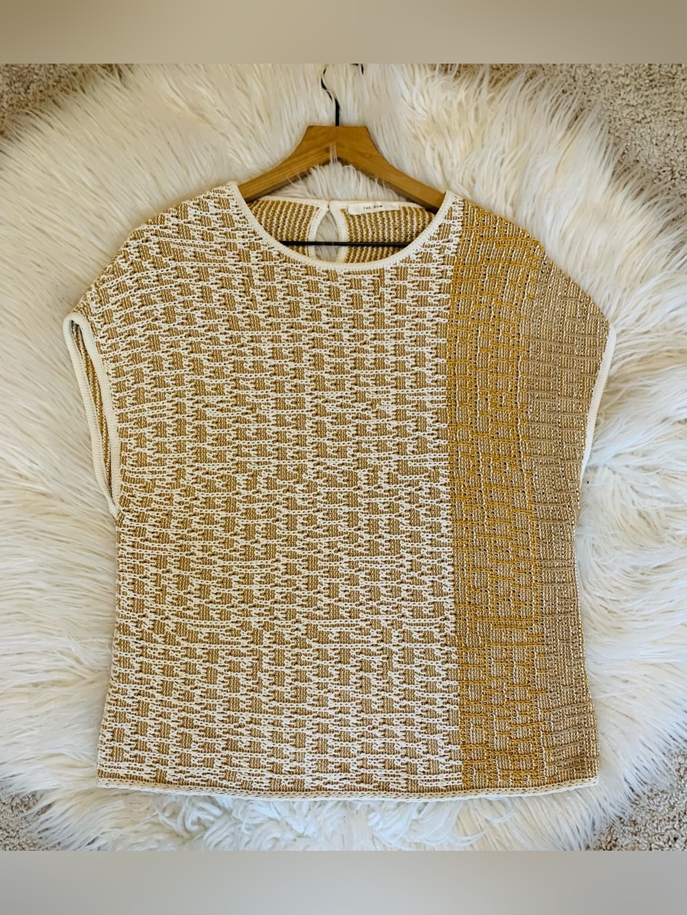 The Row Ayaka Patchwork Woven Top Tan Gold Size Extra Large